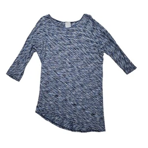 Dress Barn Sunday Tunic Top Stretch Knit Assymetric Spacedye Blue Womens M NWT - Picture 1 of 9