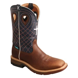 Twisted X® 12" Men's Western Mocha and Navy Work Boot MXBAW01 - Picture 1 of 70