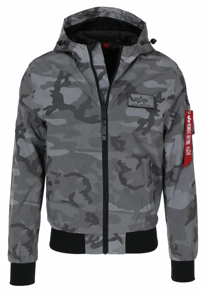Alpha Industries Ma-1 Lw Hooded Réfléchissant Camo Veste De Pilote Pour Hommes - Photo 1/1