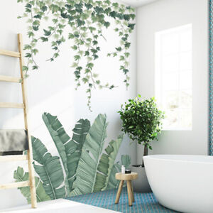 Removable Wall Stickers Nursery Tropical Plants Green Leaves Hanging Vines Mural