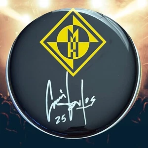 Batería GFA Machine Head Band * CHRIS KONTOS * Cabezal de batería firmado de 10" certificado de autenticidad a prueba - Imagen 1 de 4