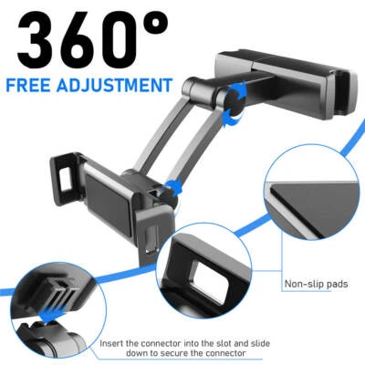 Tablet Headrest Holder Mount For Car Seat Fits For iPads and Phones 4.7-12.3" #U - Image 1 of 4