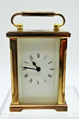 Antique English SMALL Carriage Clock Neiman  Beveled Glass Panels Cover