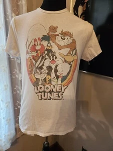 Camiseta Looney Tunes Hombre Mediana Blanca Logotipo Gráfico Fundido Póster Camiseta - Imagen 1 de 2