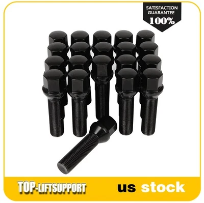 20 Extended Lug Bolts 14x1.25 Black Cone Seat For BMW X1 X3 X4 X5 Mini Cooper Foto 1 de 4