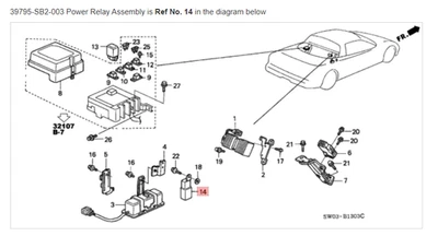 HONDA ACURA GENUINE OEM NSX Power Relay Assembly Control Unit ☆ 39795-SB2-003 ☆ - Image 1 of 2