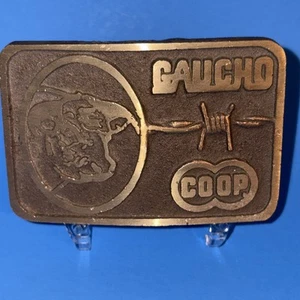 Vtg Co-op Gaucho Bull Wire Belt Buckle Farm Ag Beef - Picture 1 of 4