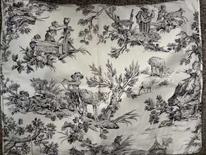 Set 2 Country Curtains French Country Toile Pillow Shams Standard Ivory/Black EC - Picture 1 of 8