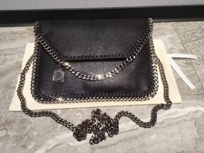 Stella McCartney Falabella portafoglio borsa a tracolla catena borsetta nera NUOVO - Immagine 1 di 4