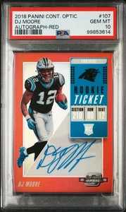 Panini Contenders Optic DJ Moore #107 2018 autógrafo rojo novato automático PSA 10 gemas - Imagen 1 de 2