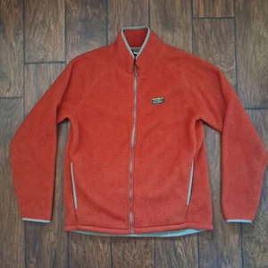 L.L. Bean Orange Sweater Fleece Full-Zip Jacket Men's Medium Regular - Picture 1 of 4