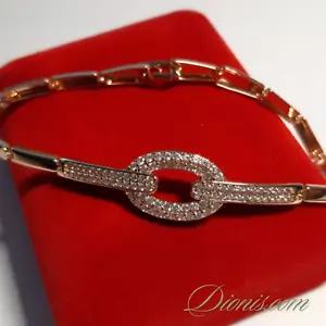 Luxus Armband Tennis Zirkonia Kristalle Gold 18K vergoldet Damen 18-19cm NEU - Bild 1 von 22