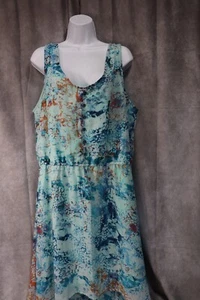 Mossimo Women's Plus Size Ocean Water Print Light Green Sleeveles Maxi Dress XXL - Picture 1 of 4