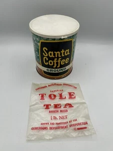 Lata molida de café Papá Noel vintage de Camerún y bolsa de té - Imagen 1 de 8