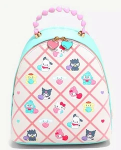 Sanrio Emo Kyun Plaid Charm Mini Backpack NWT - Picture 1 of 6
