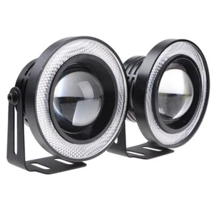 2X 3" Blanco LED COB DRL Halo Proyector Lente Antiniebla Luces de Conducción Lámpara Kit Universal - Imagen 1 de 4