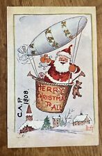 New listing
		1908 American Red Cross Christmas Seal on Vintage Postcard Santa Hot Air Balloon