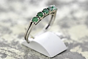 Vintage 14k/585er Weißgold Ring mit 5 Smaragden ca. 0,25ct Ringgröße 17/54 - Bild 1 von 4