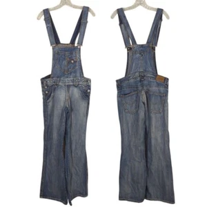 Levi's Denim Blue Women Overalls Adjustable Straps Front Pocket Flared Legs 9M - Picture 1 of 20