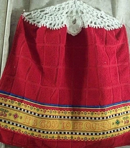 Toalla de cocina roja colgante para decoración del hogar "Buena para ser reina" NUEVA - Imagen 1 de 1
