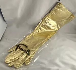 VTG 1950's Finale Gold Lamé 16" Opera Gloves Sz 7+ Original Bag NOS Unworn! - Picture 1 of 9