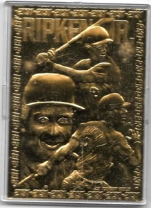 CAL RIPKEN, JR. TARJETA DE COMERCIO ESCULPIDA EN LÁMINA DE ORO 23 KT - Imagen 1 de 3
