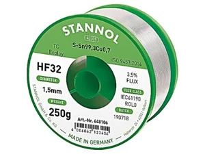 648106 Lötdraht Sn993Cu07 15mm 250g bleifrei Verpackung: Spule STANNOL - Bild 1 von 1