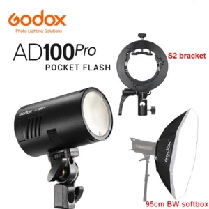 Godox AD100pro TTL Strobe HSS Pocket Camera Pocket Flash Speedlite + Softbox+ S2 - Picture 1 of 10