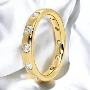 14K Solid Gold 3mm Diamond Eternity Ring Lab Grown Diamond Wedding Band 12 Dia. - Picture 1 of 2