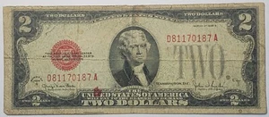 Nicer 1928 G $2.00 Red Seal Note, w/serial# D81170187A - Picture 1 of 2