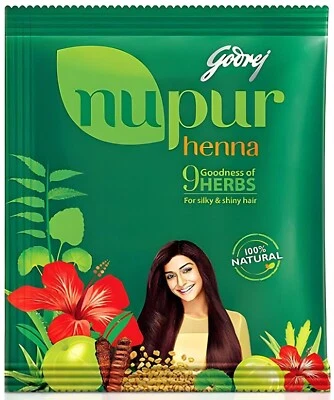 4 x 120g Godrej Nupur Henna Powder Goodness of 9 Herbs Hair Color 100% Natural  - Image 1 of 2