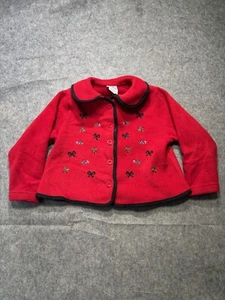 VTG Osh Kosh Sweater Toddlers 4T Red Button Up 80s Kids Cardigan Embroidered - Picture 1 of 8