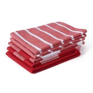 Kitchen Dish Towels Set | Red | Waffle Weave and Flat Hand Tea Towel | 28"x18... - Picture 1 of 6
