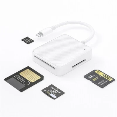 4 in 1 Lighting Smart Media M2 SD SM XD Memory Card Reader Adapter 4-Slot - Image 1 of 4