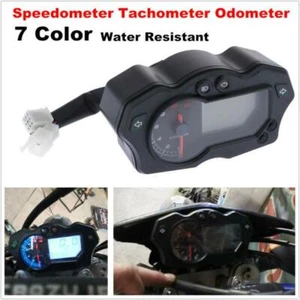 12000RPM 12V Motorcycle Bikes LCD Digital Speedometer Tachometer Odometer Gauge - Picture 1 of 12