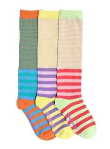 Little Missed Match STREIFEN MIX Erwachsene KNIEHOCH 3 VERSCHIEDENE SOCKEN "Schuhgröße 4-10" - Bild 1 von 2