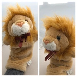Peluche vintage Lillian Vernon marioneta de mano león 019136 cabeza de animal 12" - Imagen 1 de 11