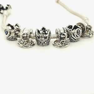 Disney Pandora 925 silver cz many Princess Crowns Tiara's dangle slide charm NEW