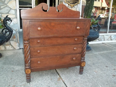 American Empire Acanthus Carved Walnut and Cherry Chest 19th century Cover