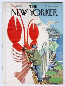New Yorker magazine March 22 1958 lobster pound Alfred Nobel Charles Addams VFNM - Picture 1 of 4