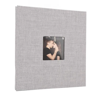 (Grau) Fotoalbum Mit Leineneinband Und Frontfenster Selbstklebend Groß - Bild 1 von 4