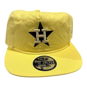 Houston Astros New Era The Golfer Yellow Snapback Hat Unisex Adjustable Fit - Picture 1 of 9