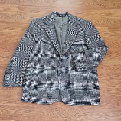 VTG Tweed Jacket S 40R Black White Houndstooth 100% Wool Blazer Sport Coat USA - Image 1 of 4