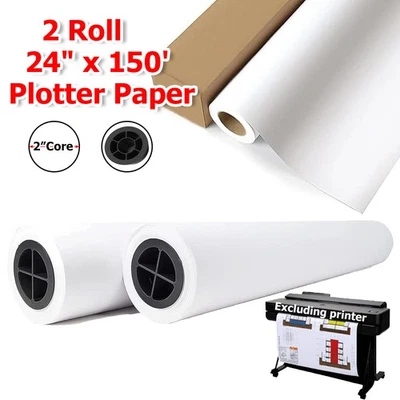 2 rollos de papel trazador de papel de formato ancho 24"x150' enlace CAD para impresora de inyección de tinta Foto 1 de 4