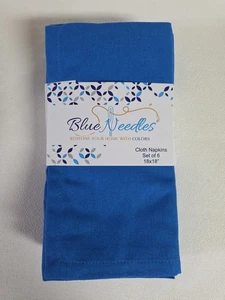 Blue Needles Cloth Dinner Napkins 6 Pack 18" x 18"  Royal Blue Washable New - Picture 1 of 8