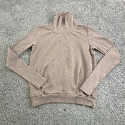 Alo Yoga Sweatshirt Womens XS Taupe Clarity Ribbed Sleeves Funnel Turtleneck Gym - Image 1 of 4