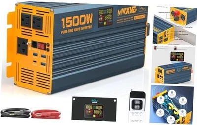 1500W/3000W(Peak) Power Inverter Pure Sine Wave DC 12V to 110V 120V 1500W- 12V - Image 1 of 4