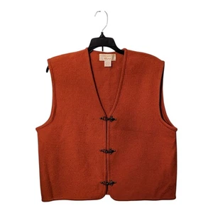 Vintage Tally Ho Vest Womens LG Rust Boiled Wool Cardigan Sweater Lobster - Picture 1 of 5
