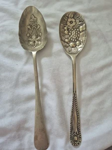 2 Gold Plated Fruit Victorian Style Serving Spoons - Picture 1 of 6