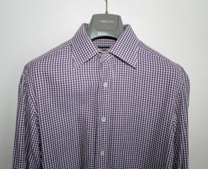 Tom Ford Purple Micro-Check Dress Shirt – Made in Italy – Size 40 (15.75”) - Picture 1 of 8